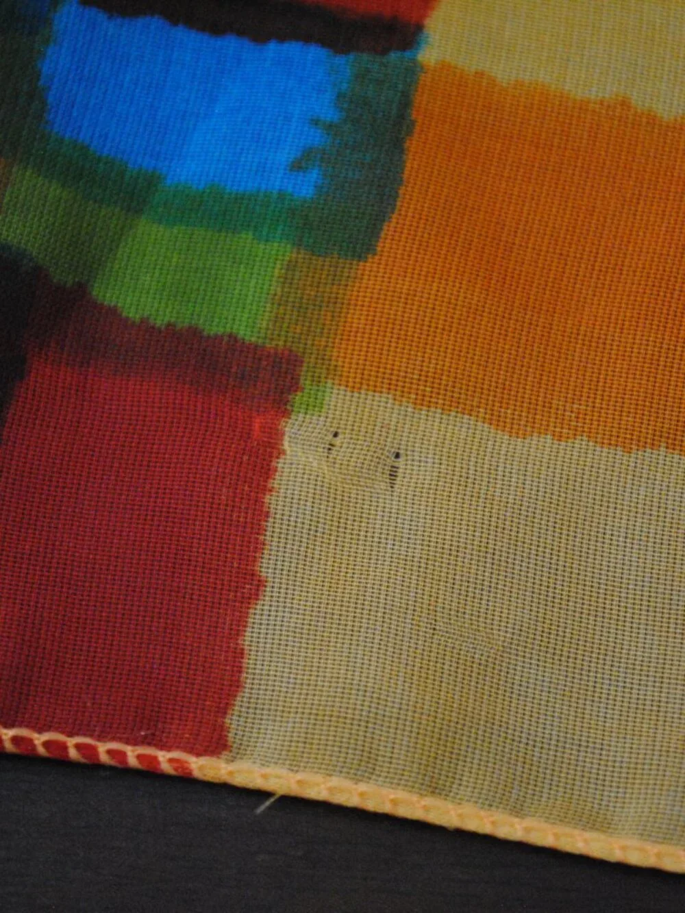 Vintage 1990s Orange, Blue, Red, & Green Color Block Chiffon Scarf